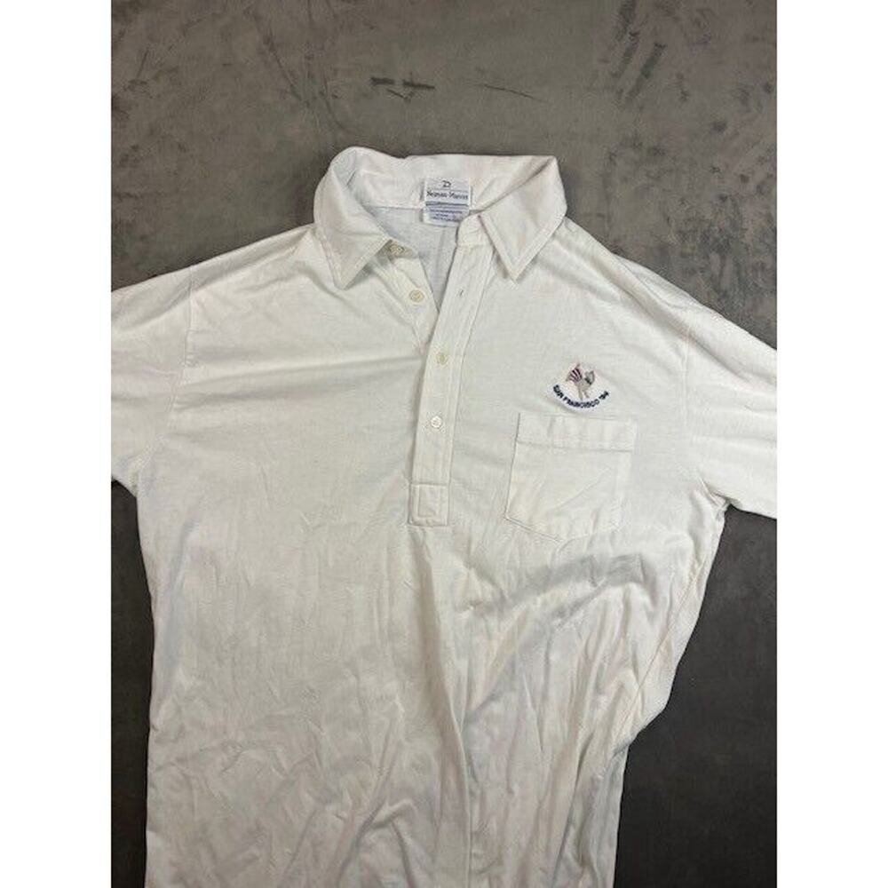 Vintage Neiman Marcus polo white shirt 1984‎ Democrat Donkey political logo L